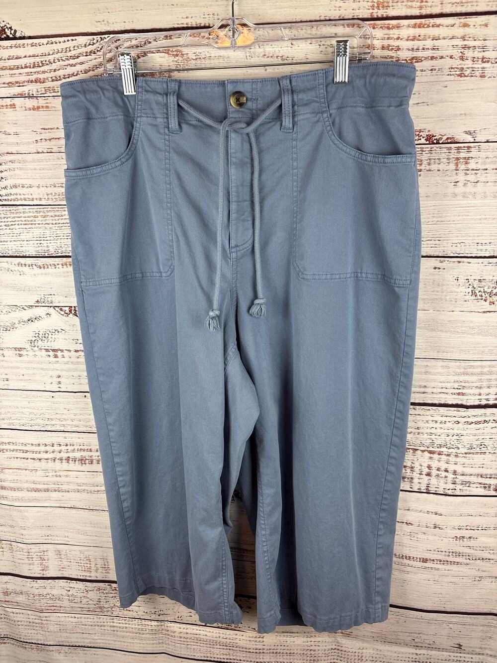 Sonoma Wide Leg Light Blue Crop Capri Pants Elastic Waist Chino Casual Womens 1X